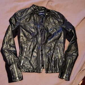 Black fake leather jacket